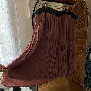 Blush Skirt with Faux Leather Waist